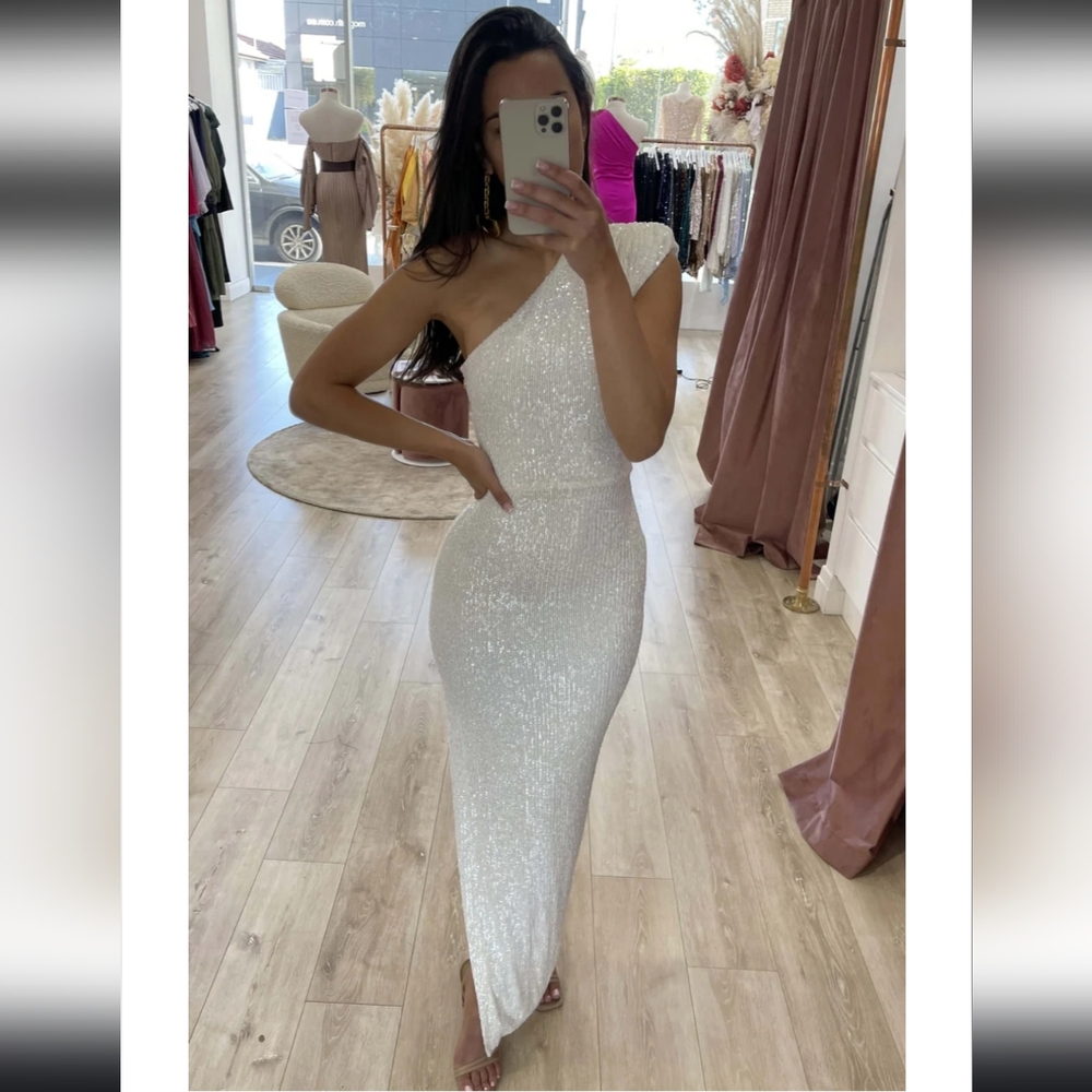 White Veda sequin Gown by Nookie size S NWOT